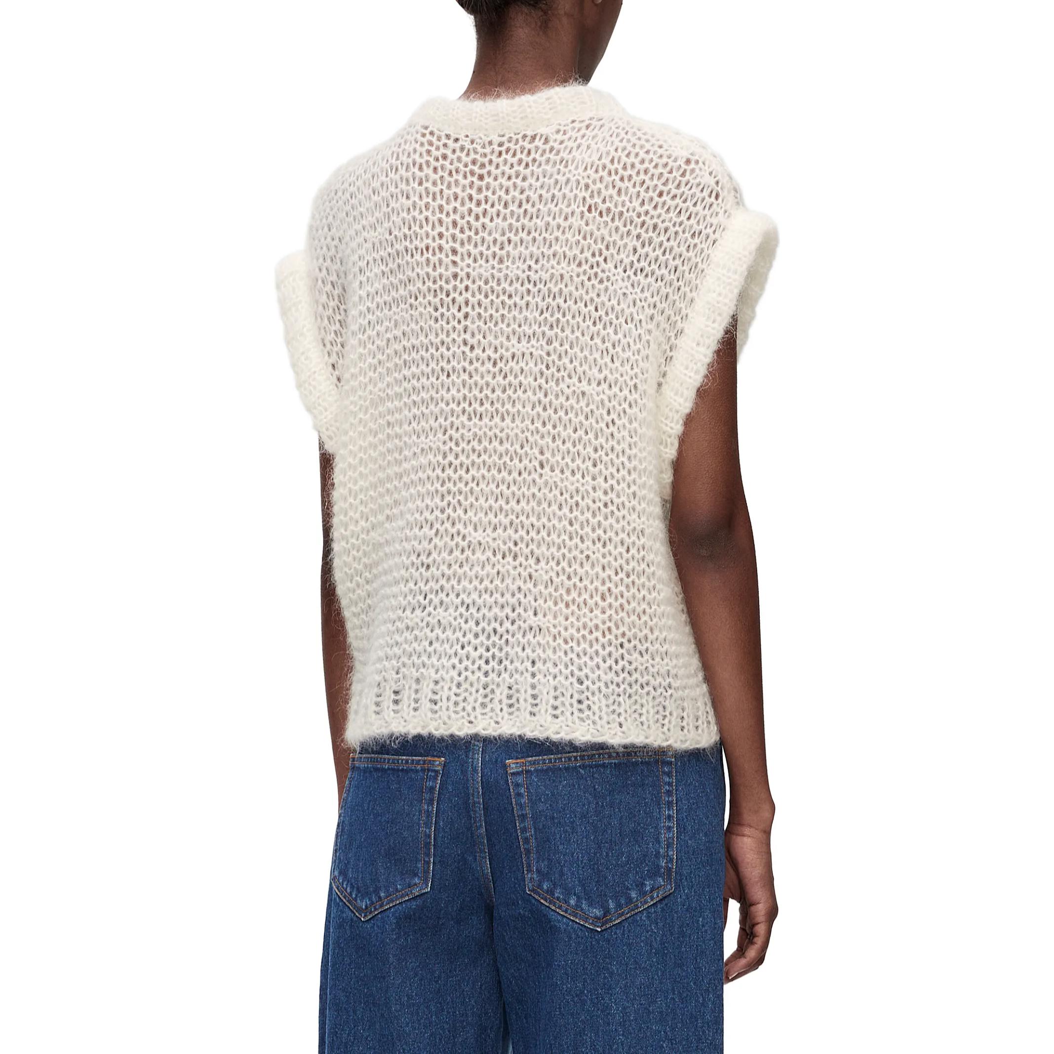 Details for (W) LOEWE FW23 Chaleco Casual Blanco sin Mangas con Bordado Gráfico. S359Y14KD9-1950