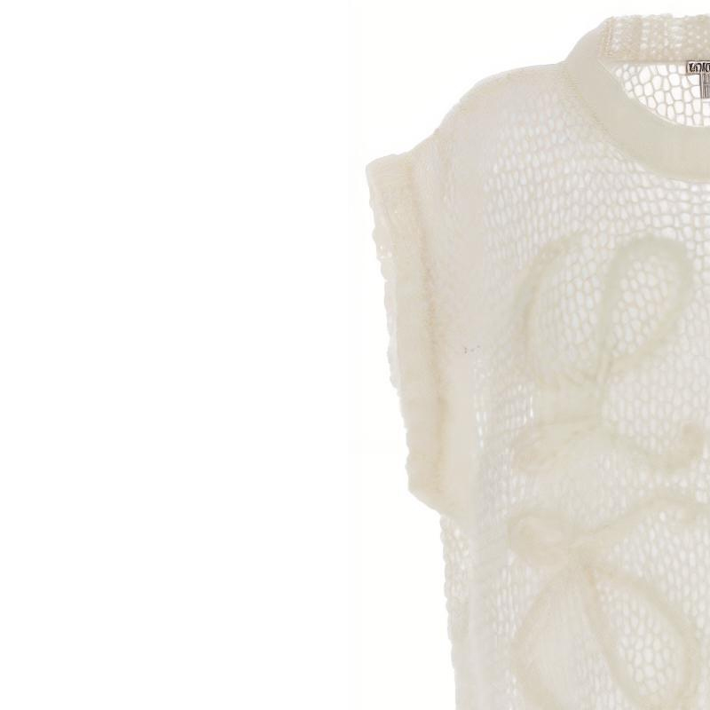 Sizing (W) LOEWE FW23 Chaleco Casual Blanco sin Mangas con Bordado Gráfico. S359Y14KD9-1950