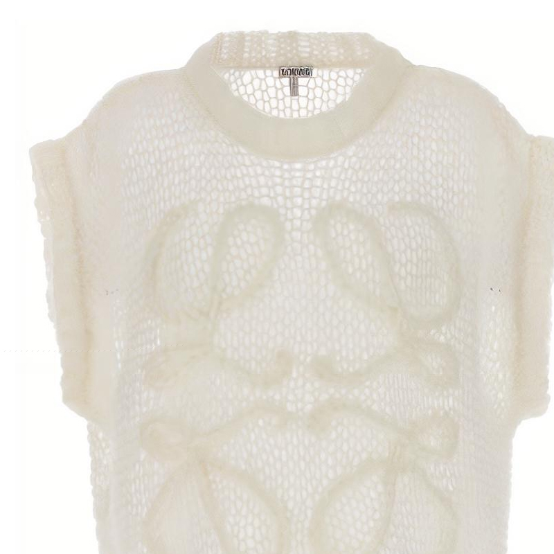 Cheap (W) LOEWE FW23 Chaleco Casual Blanco sin Mangas con Bordado Gráfico. S359Y14KD9-1950