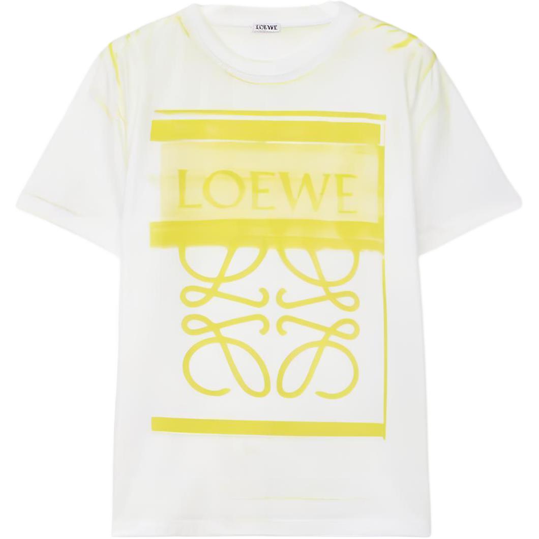 (Women) LOEWE FW23  White Graphic Logo Print Short-Sleeve Crewneck T-Shirt S359Y22X44-2108
