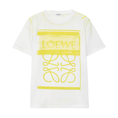 (Women) LOEWE FW23 White Graphic Logo Print Short-Sleeve Crewneck T-Shirt S359Y22X44-2108