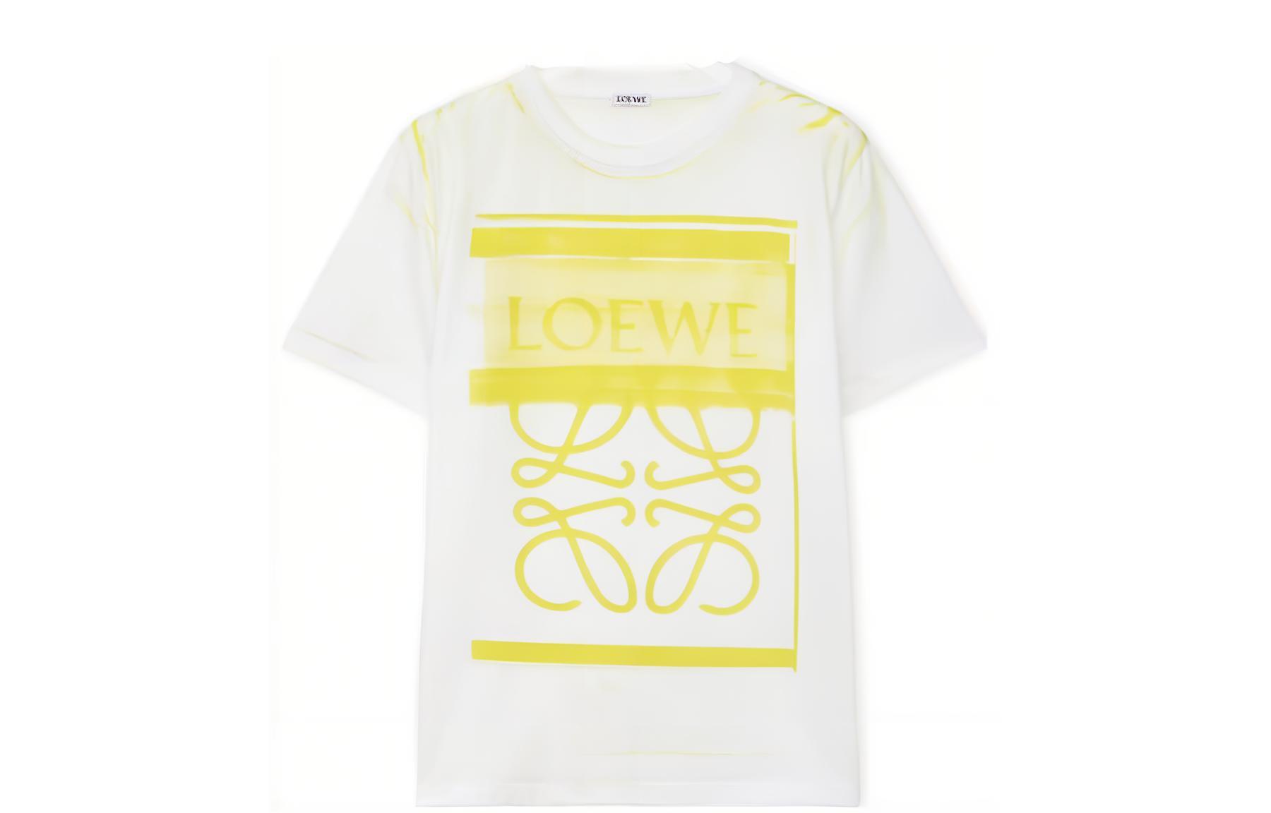 Order (W) LOEWE FW23 Baju-T Leher Bujur Grafik Logo Putih Lengan Pendek. S359Y22X44-2108
