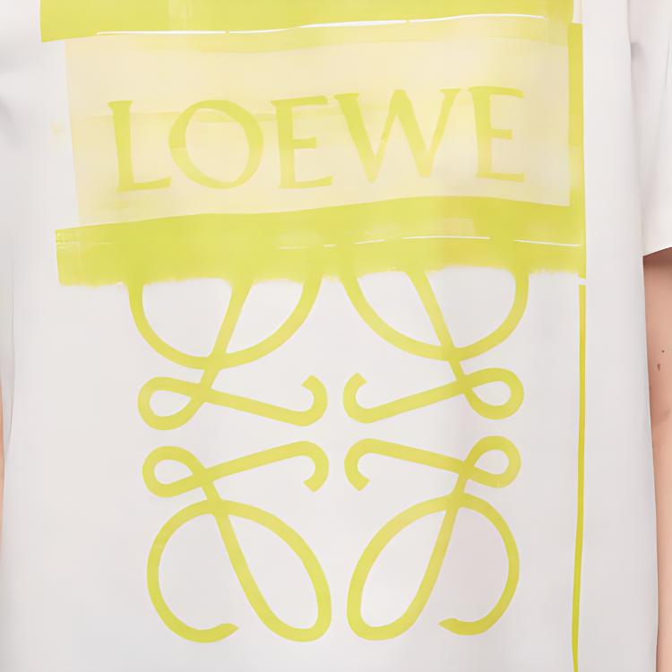 Details for (W) LOEWE FW23 Baju-T Leher Bujur Grafik Logo Putih Lengan Pendek. S359Y22X44-2108