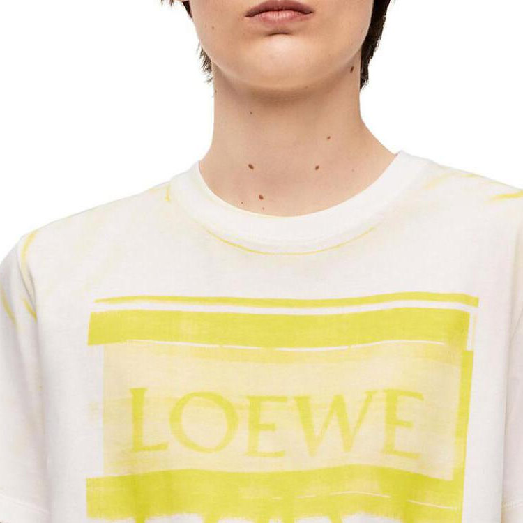 Sizing (W) LOEWE FW23 Baju-T Leher Bujur Grafik Logo Putih Lengan Pendek. S359Y22X44-2108