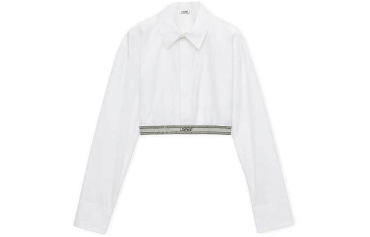 Order (W) ロエベ FW23 ホワイト レタープリント 襟付き 長袖シャツ. S359Y05XAX-2090