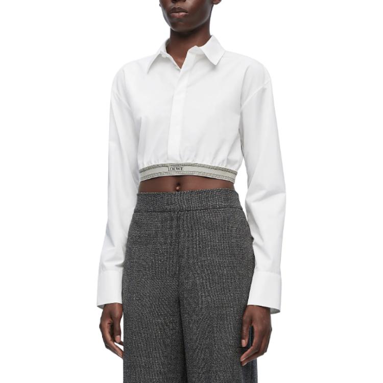 Purchase (W) ロエベ FW23 ホワイト レタープリント 襟付き 長袖シャツ. S359Y05XAX-2090