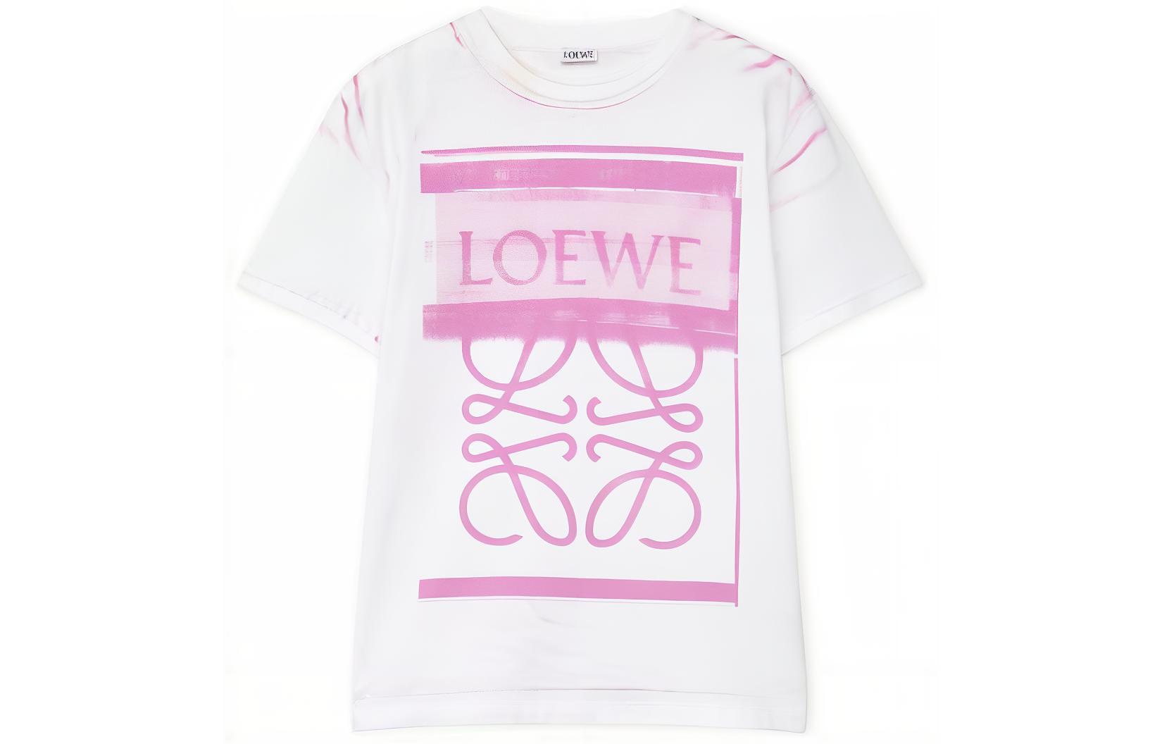 Order (W) LOEWE FW23 Baju-T Putih Oversized Cetak Grafik Logo. S359Y22X44-6071