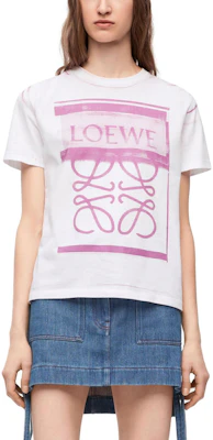 (W) LOEWE FW23 Baju-T Putih Oversized Cetak Grafik Logo. S359Y22X44-6071 Shop (W) LOEWE FW23 Baju-T Putih Oversized Cetak Grafik Logo. S359Y22X44-6071