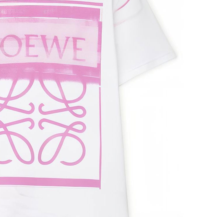 Cheap (W) LOEWE FW23 Baju-T Putih Oversized Cetak Grafik Logo. S359Y22X44-6071