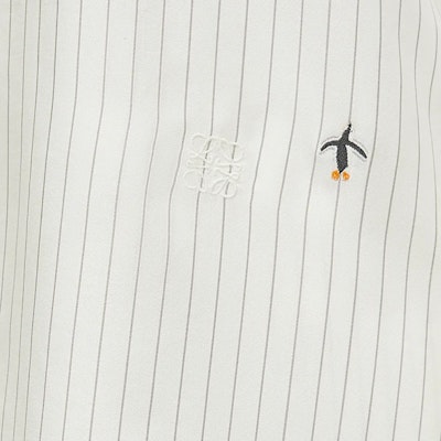 (W) LOEWE FW23 白色條紋長袖襯衫搭配企鵝刺繡 S359Y05XB1-6673 Details for (W) LOEWE FW23 白色條紋長袖襯衫搭配企鵝刺繡 S359Y05XB1-6673