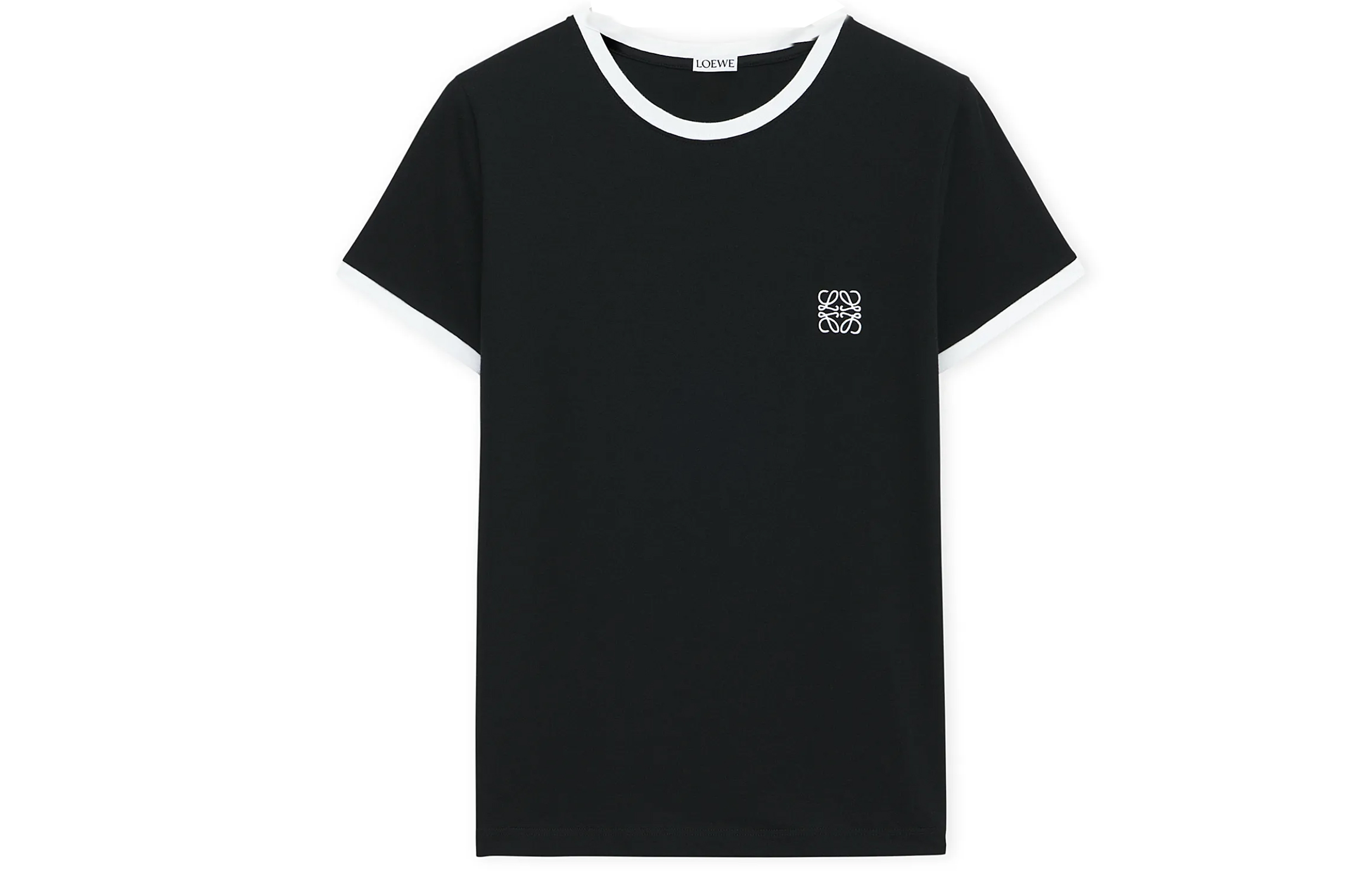(Women) LOEWE FW23 Contrast Logo Printed Slim Fit  Black T-Shirt. S359Y22X28-1102