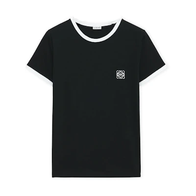 (Women) LOEWE FW23 Contrast Logo Printed Slim Fit Black T-Shirt. S359Y22X28-1102
