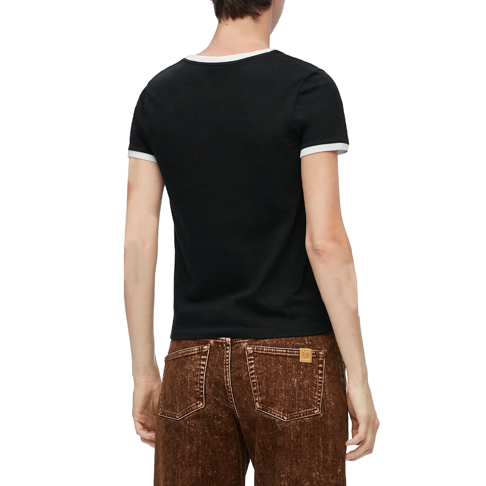 Purchase (W) LOEWE 2023秋冬对比Logo印花修身黑色T恤。 S359Y22X28-1102