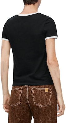 (Women) LOEWE FW23 Contrast Logo Printed Slim Fit Black T-Shirt. S359Y22X28-1102 Purchase (Women) LOEWE FW23 Contrast Logo Printed Slim Fit Black T-Shirt. S359Y22X28-1102