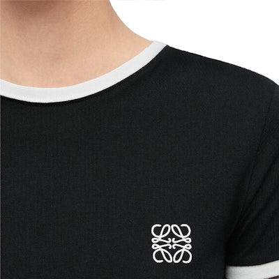 (Women) LOEWE FW23 Contrast Logo Printed Slim Fit Black T-Shirt. S359Y22X28-1102 Details for (Women) LOEWE FW23 Contrast Logo Printed Slim Fit Black T-Shirt. S359Y22X28-1102
