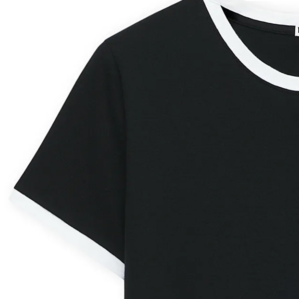 Sizing (W) LOEWE 2023秋冬对比Logo印花修身黑色T恤。 S359Y22X28-1102