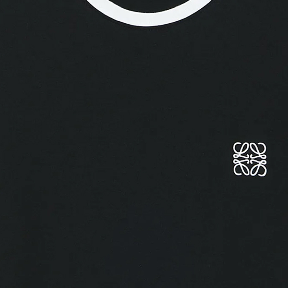 Cheap (W) LOEWE 2023秋冬对比Logo印花修身黑色T恤。 S359Y22X28-1102