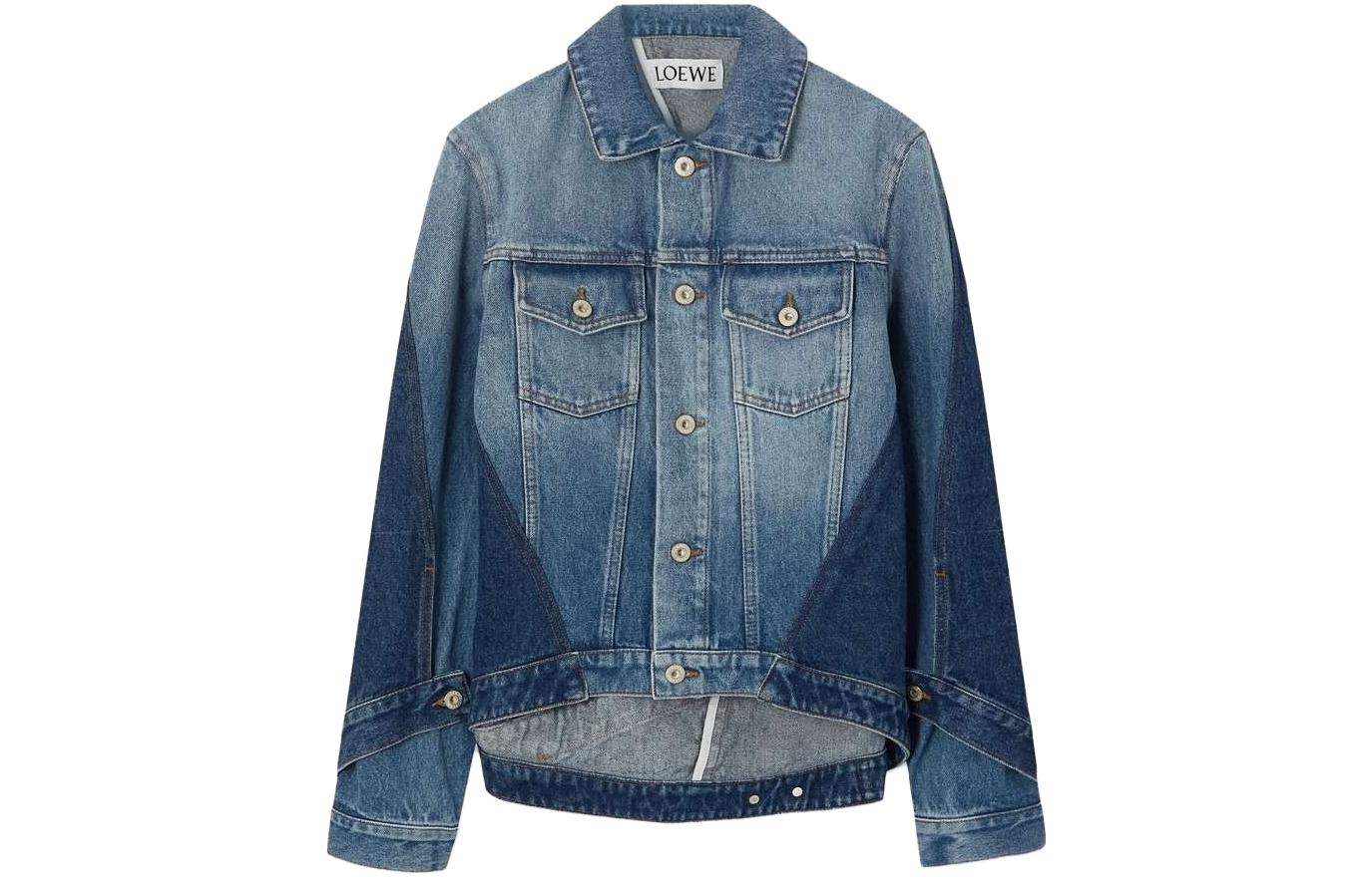 (Women) LOEWE FW23 Solid Color Button-Up Asymmetric Denim Jacket  Blue S359Y50X34-8798