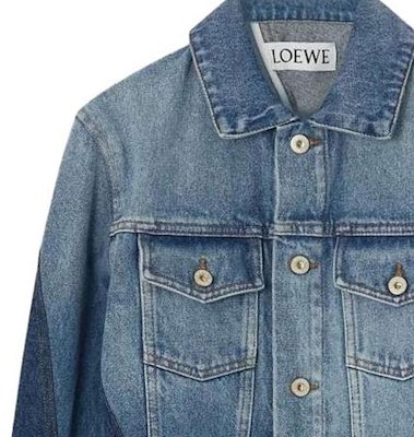 (Women) LOEWE FW23 Solid Color Button-Up Asymmetric Denim Jacket Blue S359Y50X34-8798 Sizing (Women) LOEWE FW23 Solid Color Button-Up Asymmetric Denim Jacket Blue S359Y50X34-8798