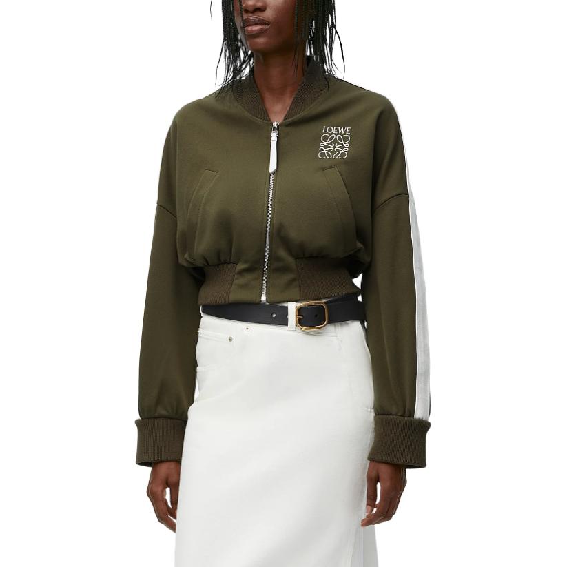 Shop (W) 로에베 FW24 로고 자수 숏 롱슬리브 자켓 - 티 글레이즈. S359Y02XC2-8967