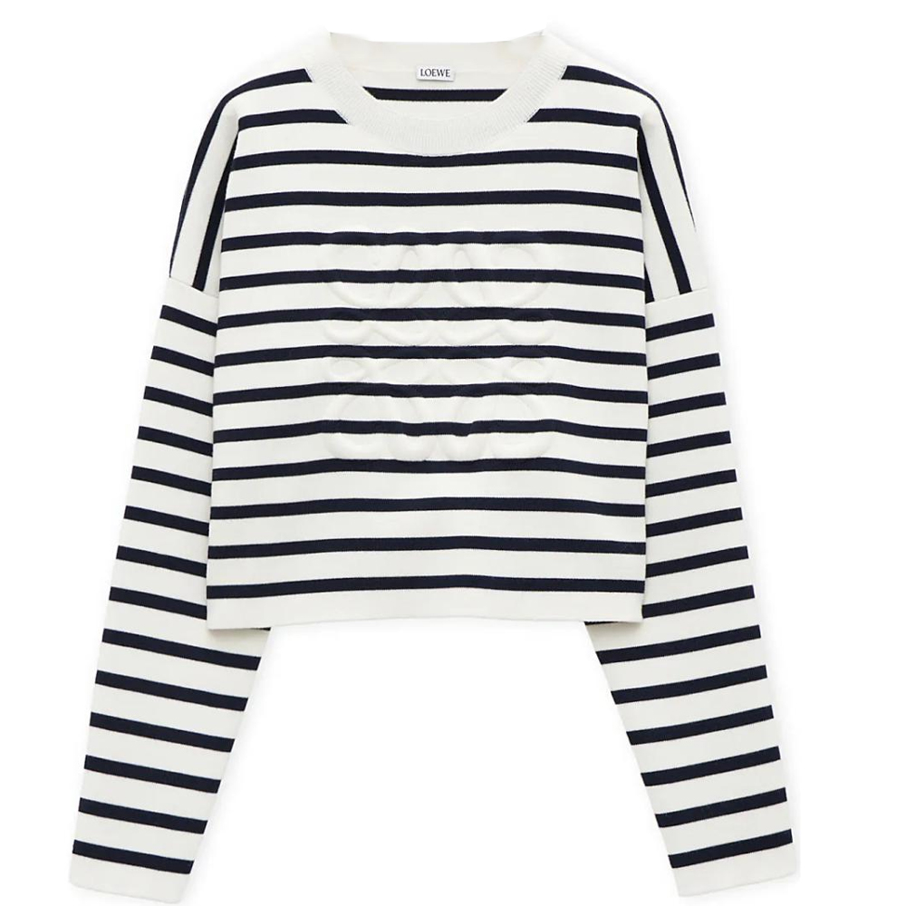 (Women) LOEWE FW24  Oversized Striped Jacquard Sweater Crewneck Off-White. S359Y14KF4-2263
