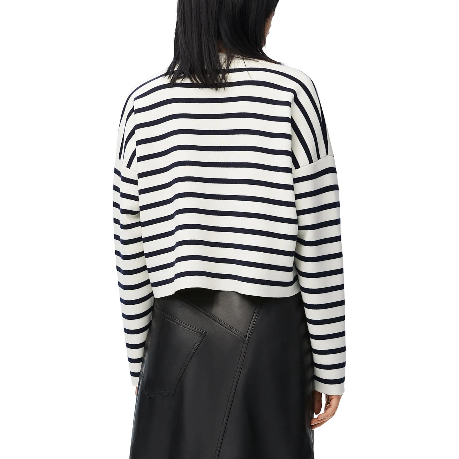 Shop (W) LOEWE FW24宽松条纹提花套头针织衫 米白色. S359Y14KF4-2263