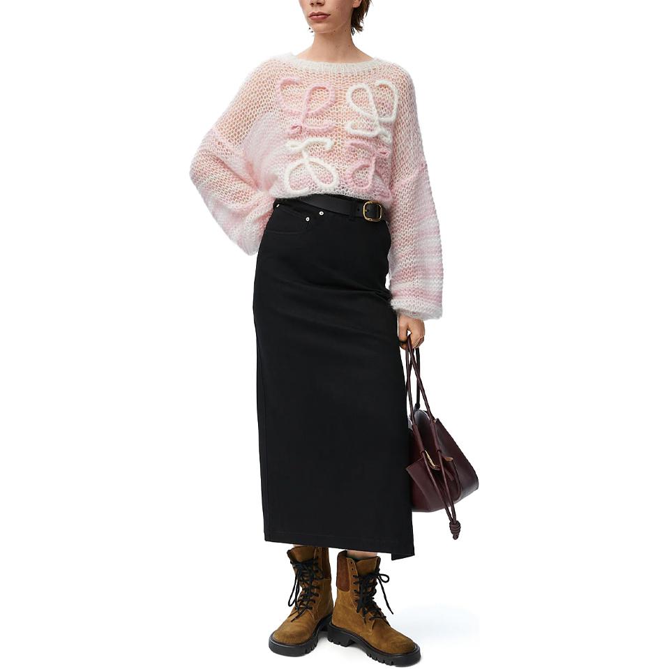 Lookbook (W) LOEWE FW24 粉色标志提花针织毛衣 - 圆领长袖 S359Y14KCS-2102