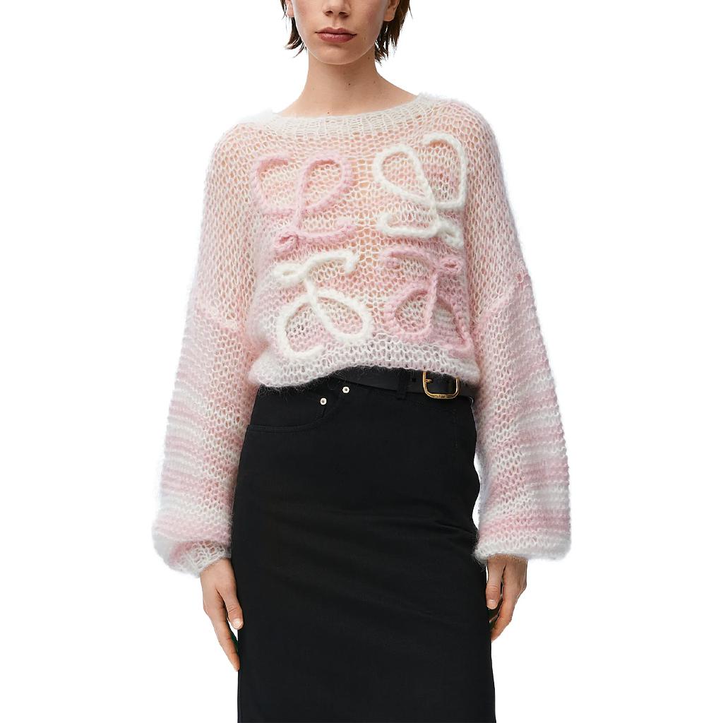 Shop (W) LOEWE FW24 粉色标志提花针织毛衣 - 圆领长袖 S359Y14KCS-2102