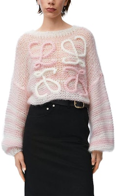 (Women) LOEWE FW24 Pink Logo Jacquard Knit Sweater - Crewneck, Long Sleeve. S359Y14KCS-2102 Shop (Women) LOEWE FW24 Pink Logo Jacquard Knit Sweater - Crewneck, Long Sleeve. S359Y14KCS-2102