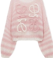 (W) LOEWE FW24 Pink Logo Jacquard Knit Sweater - Crewneck, Lengan Panjang. S359Y14KCS-2102 Sizing (W) LOEWE FW24 Pink Logo Jacquard Knit Sweater - Crewneck, Lengan Panjang. S359Y14KCS-2102