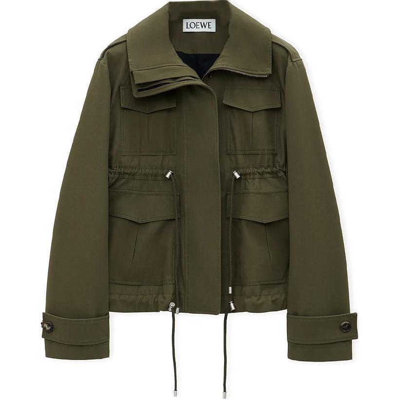 Order (W) LOEWE FW24 Jaket Parka Lengan Panjang Single-Breasted Warna Tea Glaze. S359Y02XBZ-8967