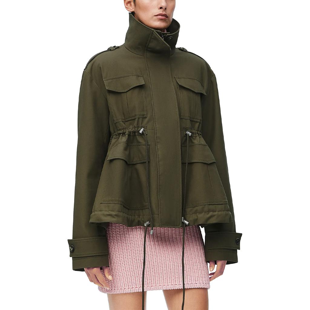 Shop (W) LOEWE FW24 Jaket Parka Lengan Panjang Single-Breasted Warna Tea Glaze. S359Y02XBZ-8967