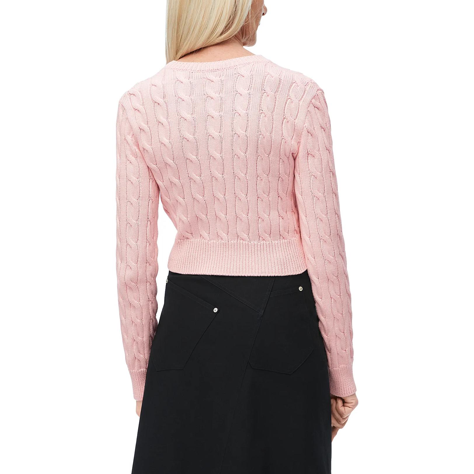 Shop (Women) LOEWE FW24 Baby Pink  V-Neck Embroidered Logo Knit Cardigan. S359Y14KFG-7080