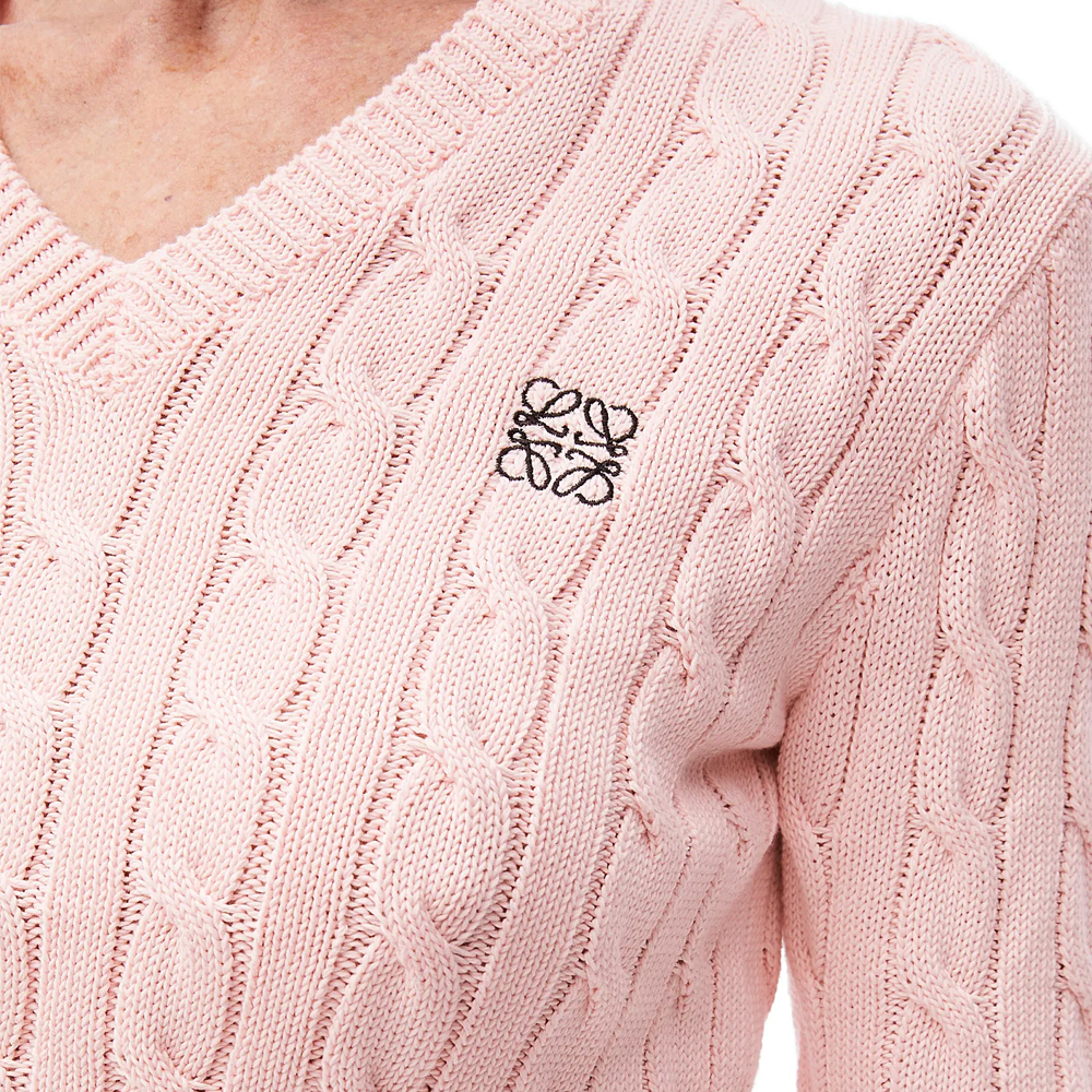Details for (Women) LOEWE FW24 Baby Pink  V-Neck Embroidered Logo Knit Cardigan. S359Y14KFG-7080