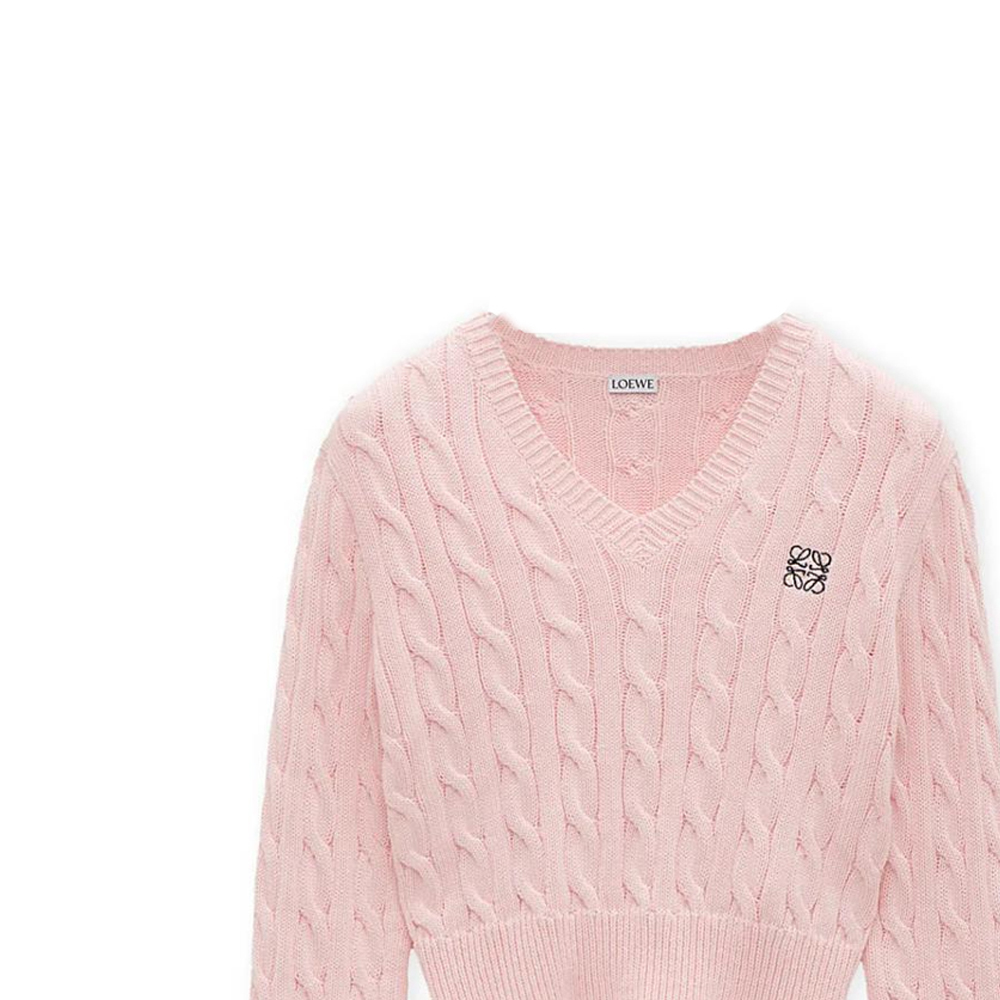 Sizing (Women) LOEWE FW24 Baby Pink  V-Neck Embroidered Logo Knit Cardigan. S359Y14KFG-7080