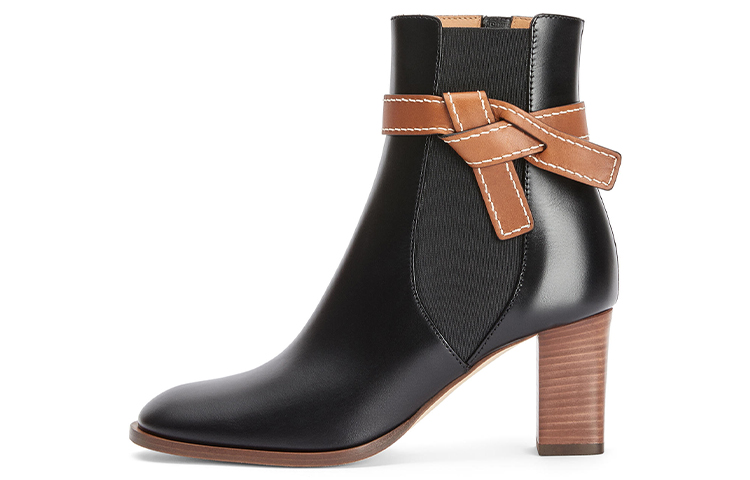 (Women) LOEWE Gate High Heels 'Black' 'Simplified Casual Block Heel Leather' L815286X05-1329