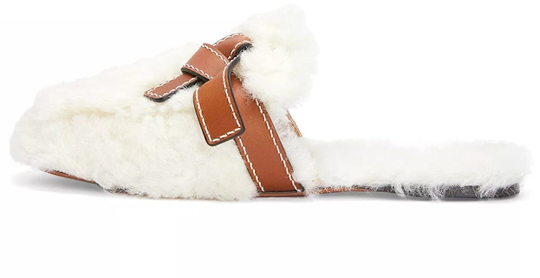 (Women) LOEWE Gate Slides 'White Shearling' L815379X57-1895 Buy (Women) LOEWE Gate Slides 'White Shearling' L815379X57-1895