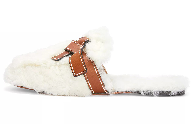 (Women) LOEWE Gate Slides 'White Shearling' L815379X57-1895
