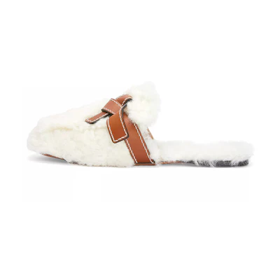 (W) LOEWE Gate Slides 'White Shearling'