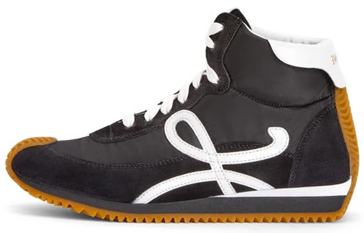 (W) LOEWE High-Top Sneakers in Suede and Nylon 'Black White'