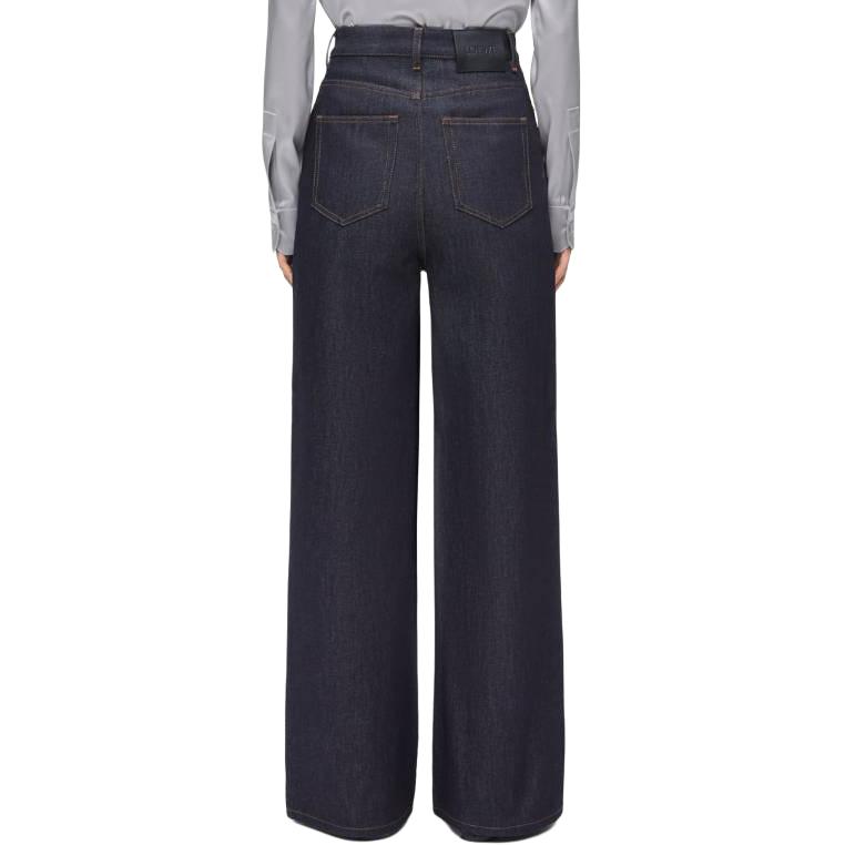 Shop (W) ロエベ ハイウエスト ワイドレッグ ジーンズ レディース ダークブルー デニム S540Y11X64-2834