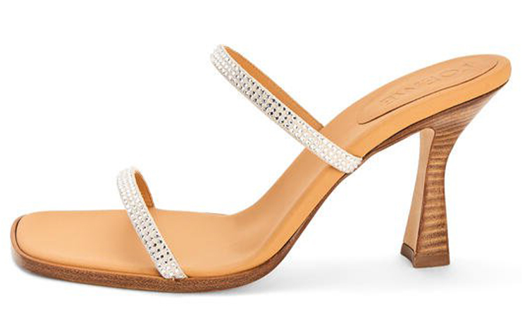 (Women) LOEWE High Heel Fashion Sandals 'Silver Velvet Leather and Rhinestone Straps' L616465X23-1160