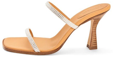 (Women) LOEWE High Heel Fashion Sandals 'Silver Velvet Leather and Rhinestone Straps' L616465X23-1160 (Women) LOEWE High Heel Fashion Sandals 'Silver Velvet Leather and Rhinestone Straps' L616465X23-1160