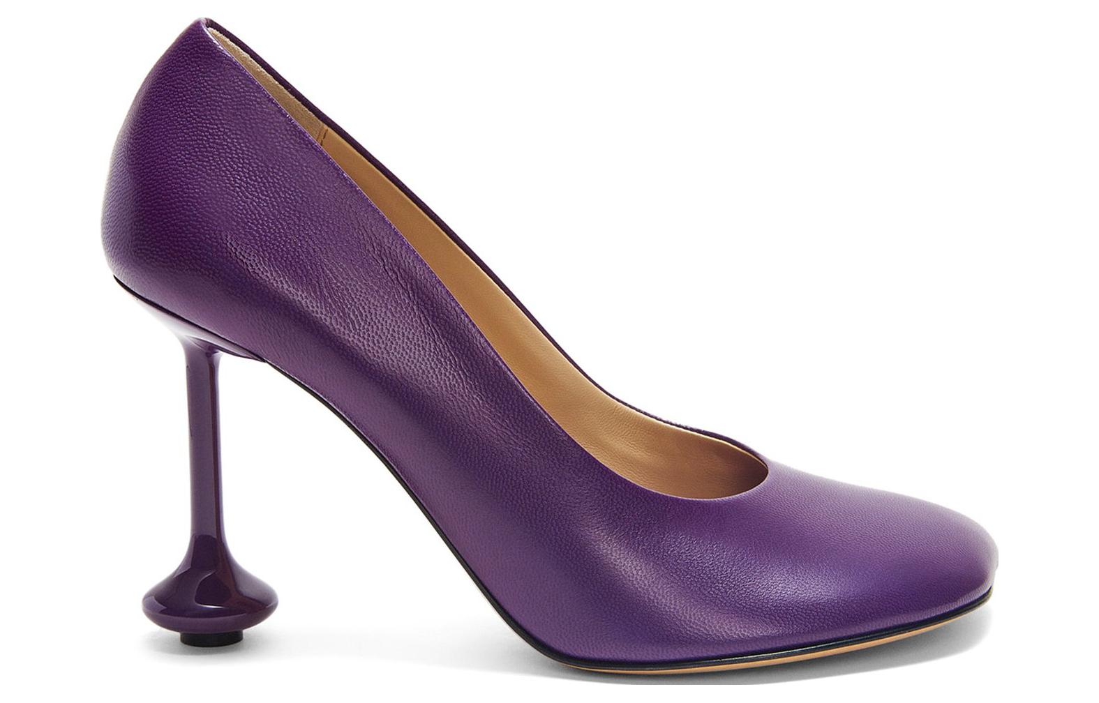 Order LOEWE羅意威 羊皮 圓頭滑鞋 細跟 高筒鞋 9cm 女裝 紫色