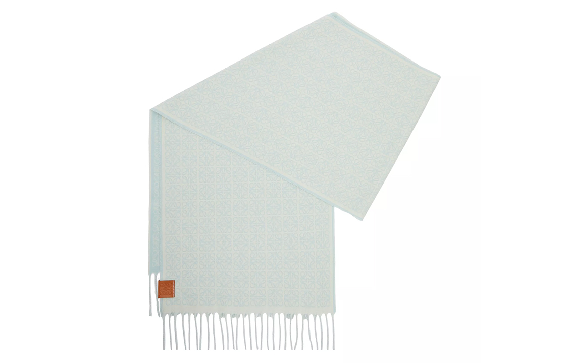 (Women) LOEWE Iconic Print Cashmere Scarf  Light Cyan Blue. F811257X11-8764 圖 5
