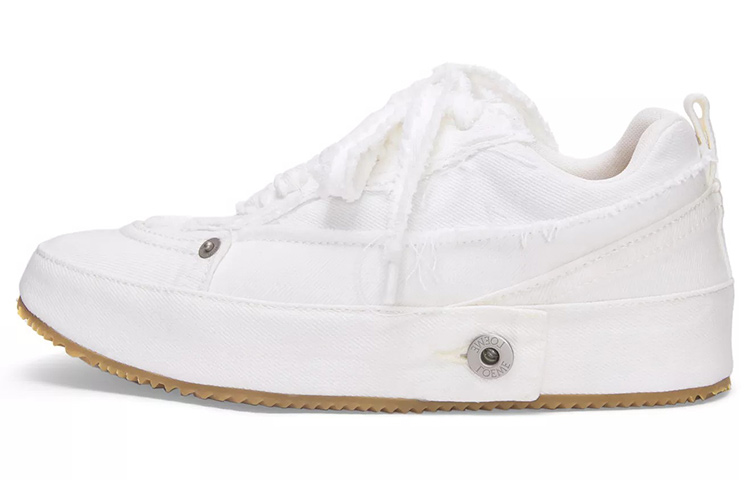 (W) LOEWE Lace-Up Denim Fashion Sneakers 'Cotton White'