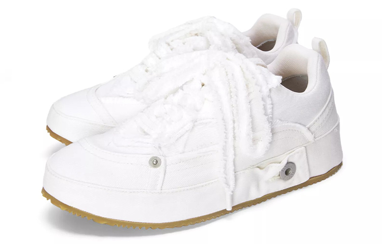 (W) LOEWE Lace-Up Denim Fashion Sneakers 'Cotton White' 圖 3