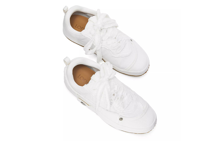 (W) LOEWE Lace-Up Denim Fashion Sneakers 'Cotton White' 圖 4