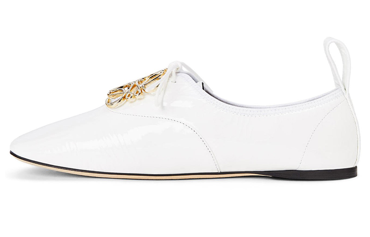 Buy (W) LOEWE Zapatos Planos de Piel con Cordones y Punta Cuadrada 'Blanco' L815S02X02-2100