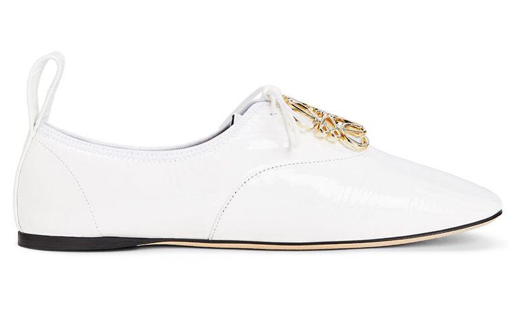 Order (W) LOEWE Zapatos Planos de Piel con Cordones y Punta Cuadrada 'Blanco' L815S02X02-2100